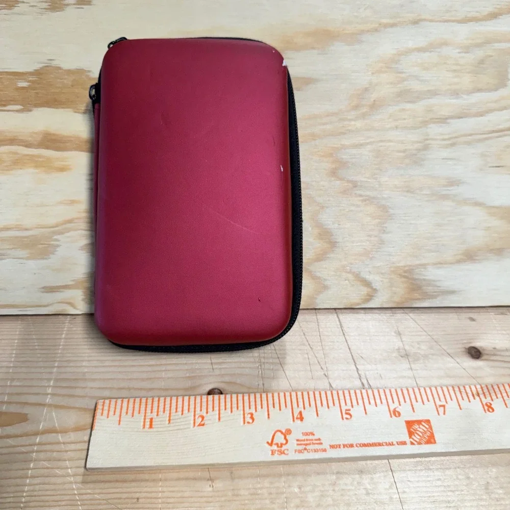 Nintendo 3DS Hard Shell Carrying Case Metallic Red Zipper Travel Pouch Official
